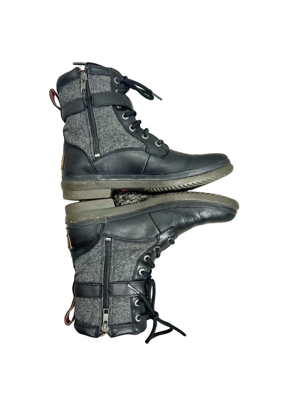 UGG Kesey waterproof black leather grey wool lined winter ankle snow boots 7.5 - Picture 3 of 13